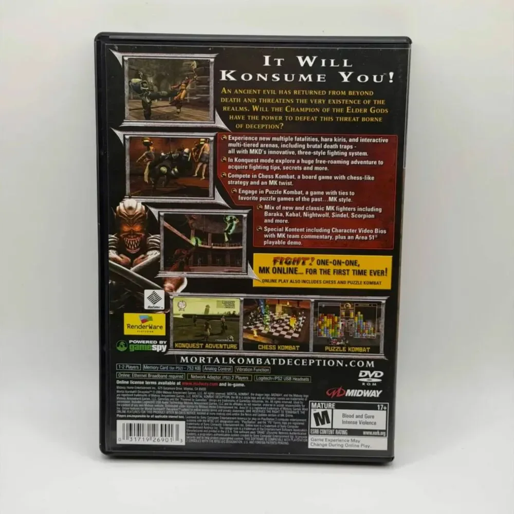 Mortal Kombat: Deception-Premium Pack (PlayStation 2, 2004) HALF SEALED